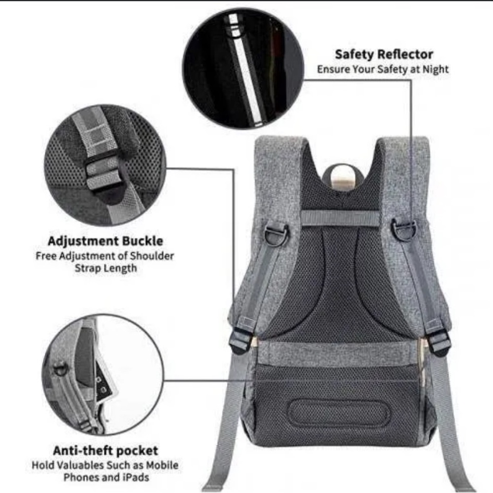 Espidoo Diaper Bag Stylish Gray Backpack with Tan Accents - Picture 9 of 10